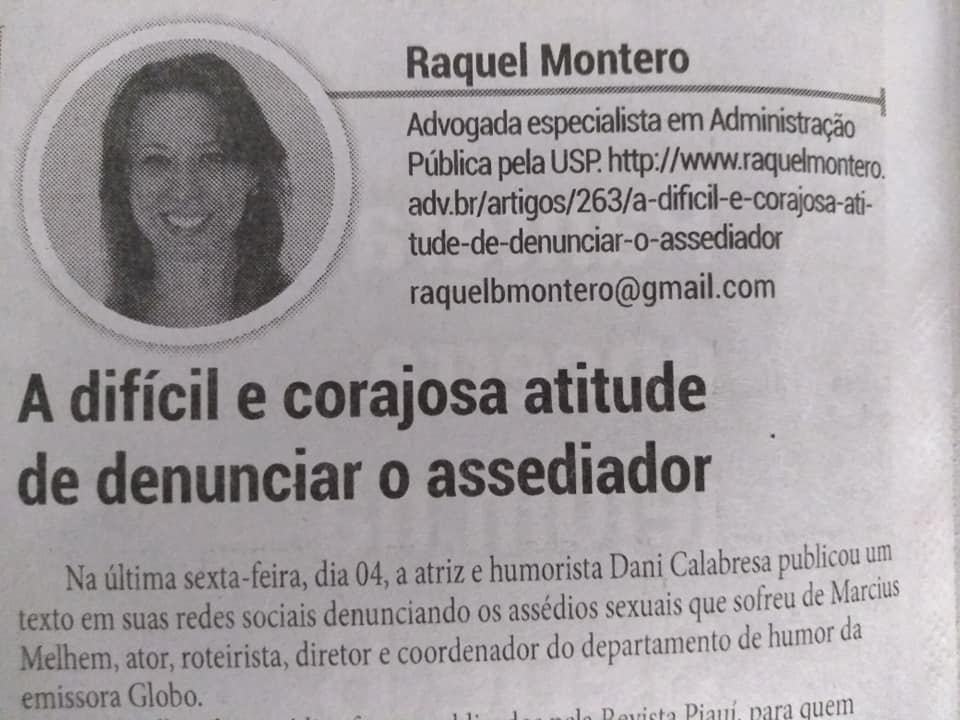 Artigo de Raquel Montero publicado pelo Jornal Tribuna #0