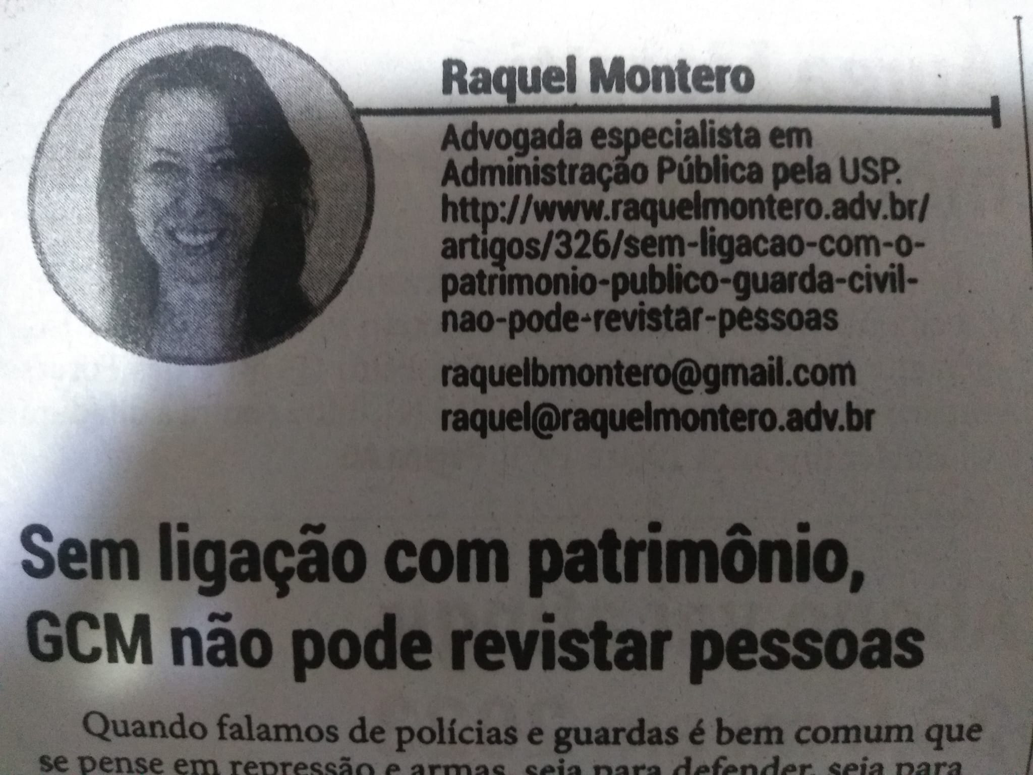Artigo de Raquel Montero publicado pelo Jornal Tribuna #0